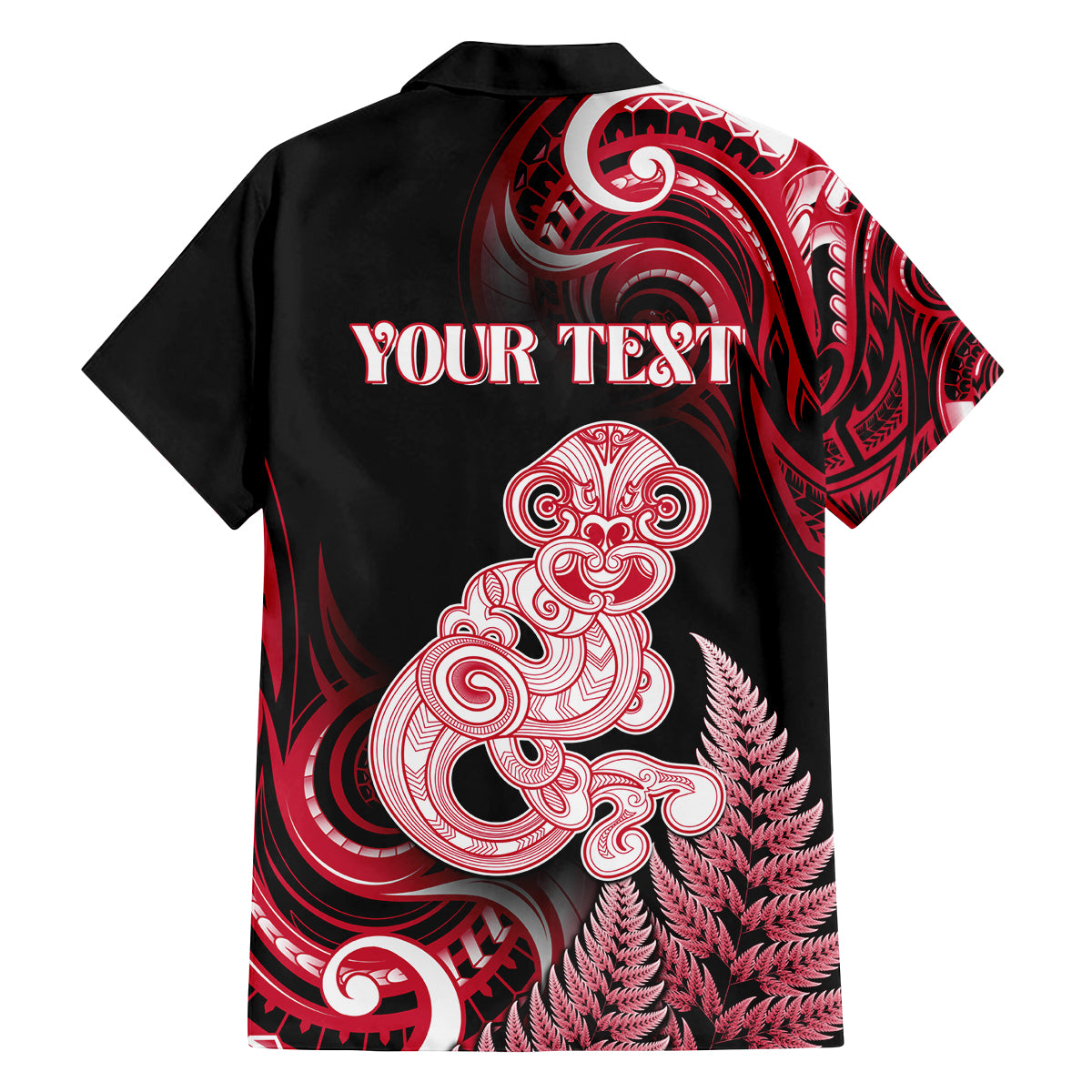 Personalised New Zealand Maori Taniwha Family Matching Tank Maxi Dress and Hawaiian Shirt Silver Fern Red Version LT05 - Polynesian Pride