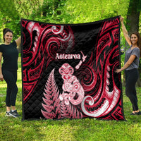New Zealand Maori Taniwha Quilt Silver Fern Red Version LT05 - Polynesian Pride