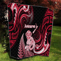 New Zealand Maori Taniwha Quilt Silver Fern Red Version LT05 - Polynesian Pride