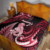 New Zealand Maori Taniwha Quilt Silver Fern Red Version LT05 - Polynesian Pride