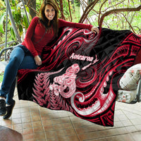 New Zealand Maori Taniwha Quilt Silver Fern Red Version LT05 - Polynesian Pride
