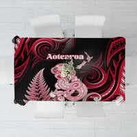New Zealand Maori Taniwha Tablecloth Silver Fern Red Version