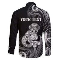 Personalised New Zealand Maori Taniwha Family Matching Summer Maxi Dress and Hawaiian Shirt Silver Fern Black Version LT05 - Polynesian Pride