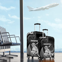 New Zealand Maori Taniwha Luggage Cover Silver Fern Black Version