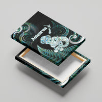New Zealand Maori Taniwha Canvas Wall Art Silver Fern Paua Shell Version