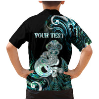 Personalised New Zealand Maori Taniwha Family Matching Mermaid Dress and Hawaiian Shirt Silver Fern Paua Shell Version LT05 - Polynesian Pride