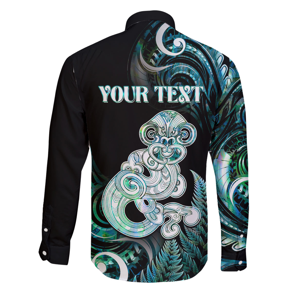 Personalised New Zealand Maori Taniwha Family Matching Off Shoulder Maxi Dress and Hawaiian Shirt Silver Fern Paua Shell Version LT05 - Polynesian Pride