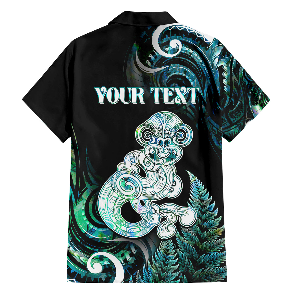 Personalised New Zealand Maori Taniwha Family Matching Off Shoulder Short Dress and Hawaiian Shirt Silver Fern Paua Shell Version LT05 - Polynesian Pride