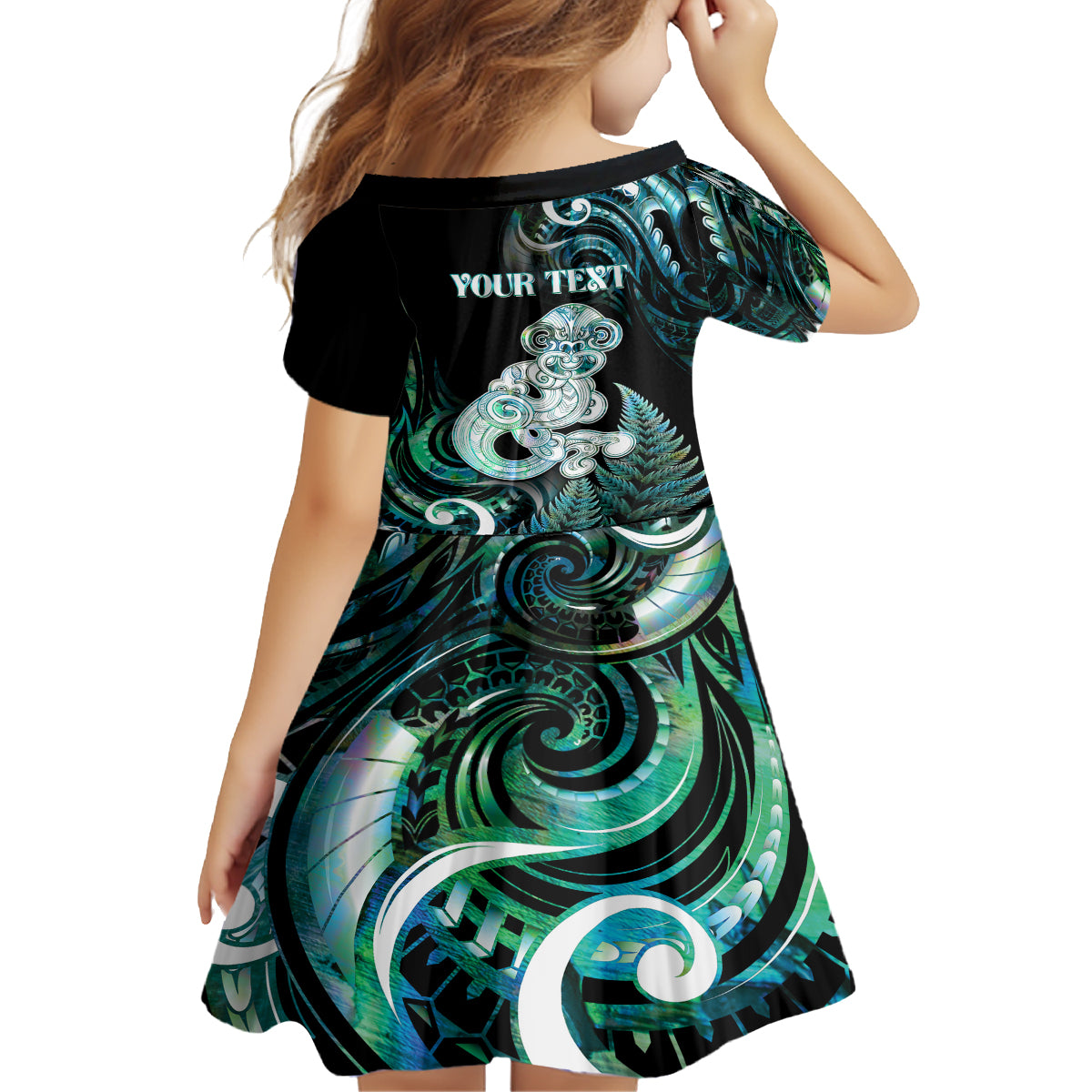 Personalised New Zealand Maori Taniwha Family Matching Tank Maxi Dress and Hawaiian Shirt Silver Fern Paua Shell Version LT05 - Polynesian Pride