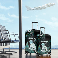 New Zealand Maori Taniwha Luggage Cover Silver Fern Paua Shell Version
