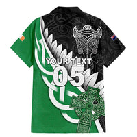 New Zealand And Ireland Rugby Custom Family Matching Mermaid Dress and Hawaiian Shirt Silver Fern With Celtic Cross LT05 - Polynesian Pride