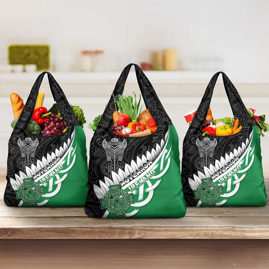 New Zealand And Ireland Rugby Grocery Bag Silver Fern With Celtic Cross