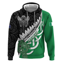 New Zealand And Ireland Rugby Custom Hoodie Silver Fern With Celtic Cross