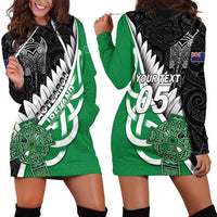 New Zealand And Ireland Rugby Custom Hoodie Dress Silver Fern With Celtic Cross LT05 - Polynesian Pride
