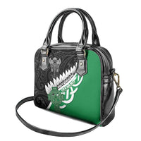 New Zealand And Ireland Rugby Shoulder Handbag Silver Fern With Celtic Cross