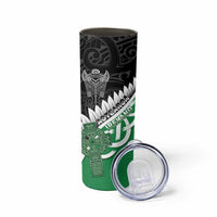 New Zealand And Ireland Rugby Custom Skinny Tumbler Silver Fern With Celtic Cross LT05 - Polynesian Pride