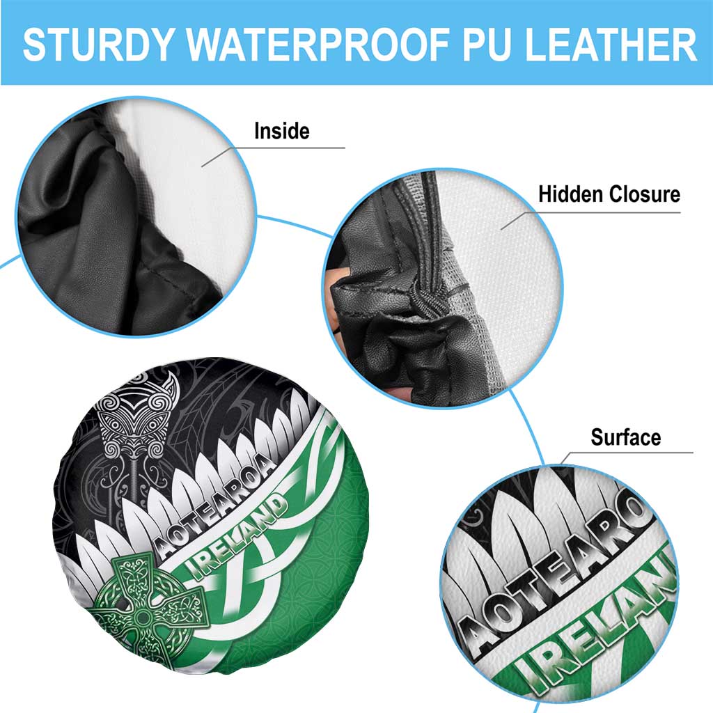 New Zealand And Ireland Rugby Spare Tire Cover Silver Fern With Celtic Cross