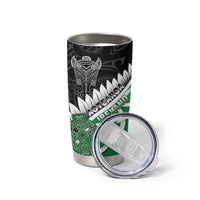 New Zealand And Ireland Rugby Custom Tumbler Cup Silver Fern With Celtic Cross