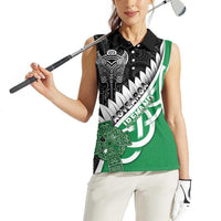 New Zealand And Ireland Rugby Custom Women Sleeveless Polo Shirt Silver Fern With Celtic Cross LT05 - Polynesian Pride
