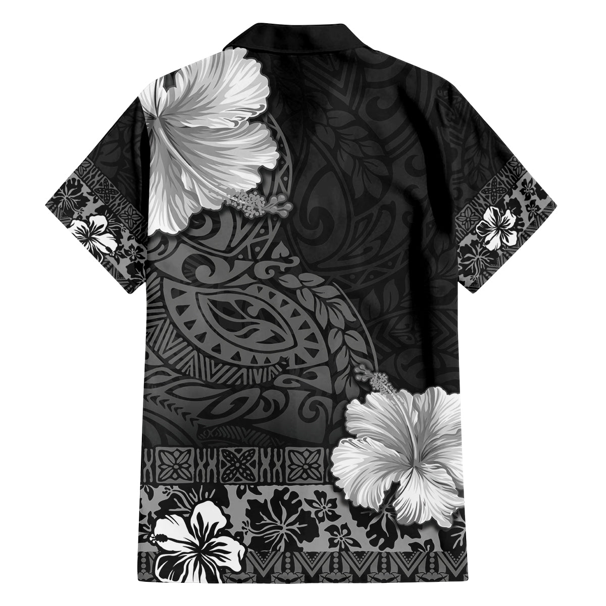 Hawaii Hibiscus With Black Polynesian Pattern Family Matching Puletasi and Hawaiian Shirt LT05 - Polynesian Pride
