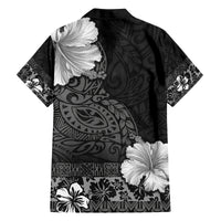 Hawaii Hibiscus With Black Polynesian Pattern Family Matching Puletasi and Hawaiian Shirt LT05 - Polynesian Pride