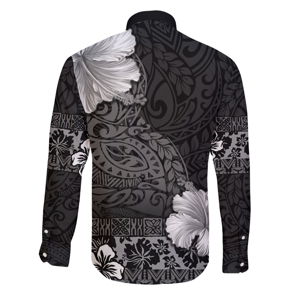 Hawaii Hibiscus With Black Polynesian Pattern Family Matching Puletasi and Hawaiian Shirt LT05 - Polynesian Pride