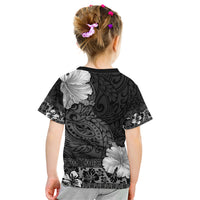Hawaii Hibiscus With Black Polynesian Pattern Kid T Shirt