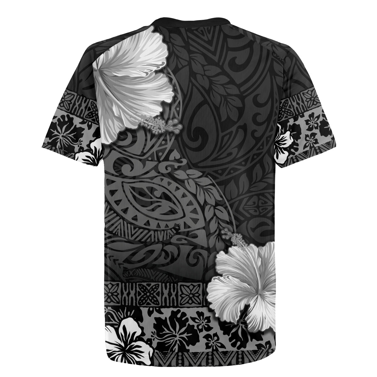 Hawaii Hibiscus With Black Polynesian Pattern Rugby Jersey LT05 - Polynesian Pride