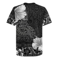 Hawaii Hibiscus With Black Polynesian Pattern Rugby Jersey LT05 - Polynesian Pride