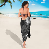 Hawaii Hibiscus With Black Polynesian Pattern Sarong