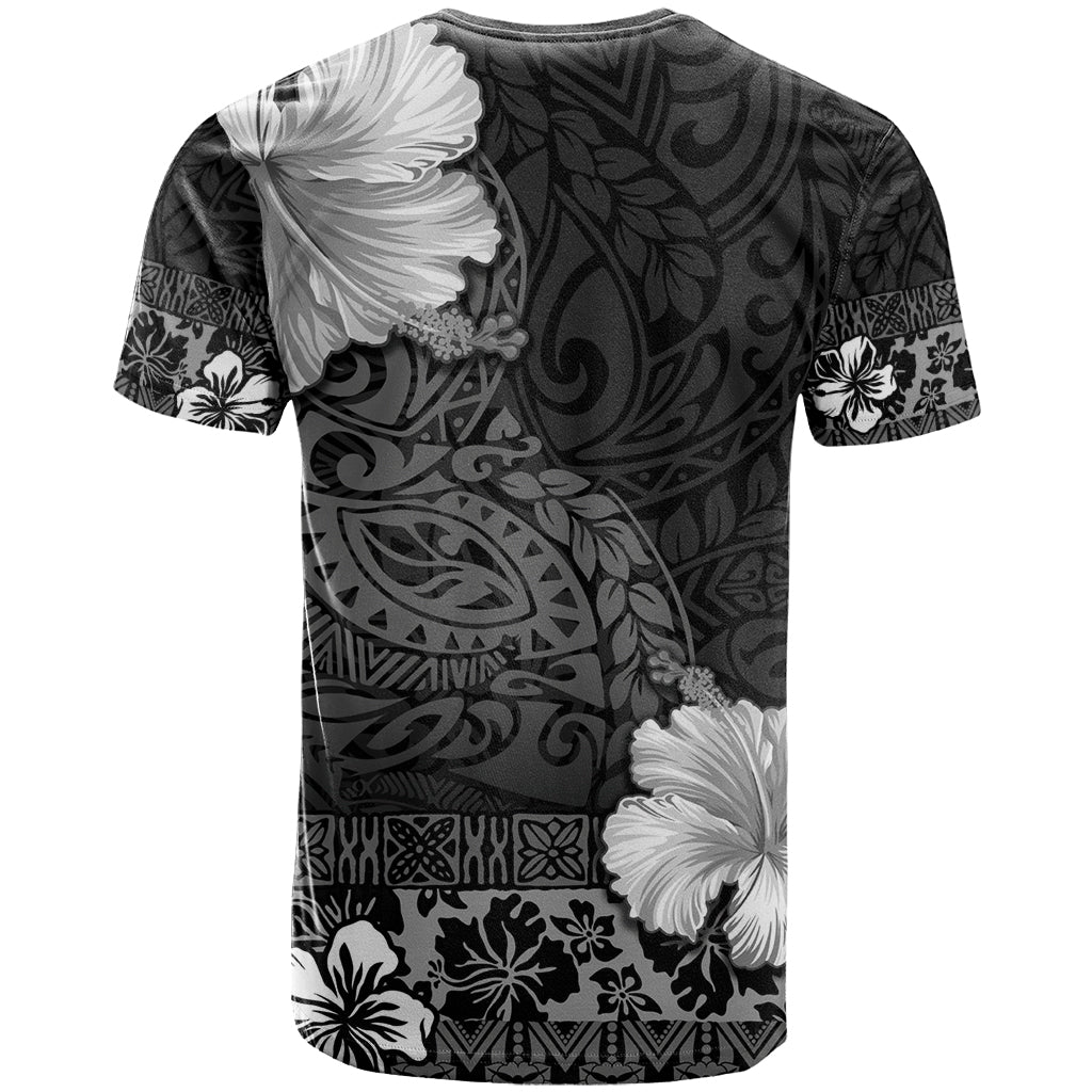 Hawaii Hibiscus With Black Polynesian Pattern T Shirt LT05 - Polynesian Pride