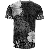 Hawaii Hibiscus With Black Polynesian Pattern T Shirt LT05 - Polynesian Pride