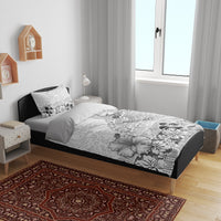 Hawaii Hibiscus With White Polynesian Pattern Bedding Set