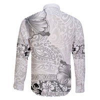 Hawaii Hibiscus With White Polynesian Pattern Family Matching Tank Maxi Dress and Hawaiian Shirt
