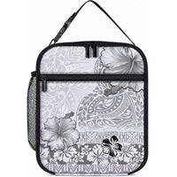 Hawaii Hibiscus With White Polynesian Pattern Lunch Bag LT05 10.2 × 8.3 × 4.3 inch White - Polynesian Pride