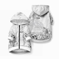 Hawaii Hibiscus With White Polynesian Pattern Pet Hoodie LT05 Zip-up White - Polynesian Pride