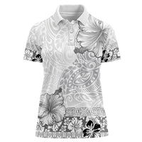 Hawaii Hibiscus With White Polynesian Pattern Women Polo Shirt