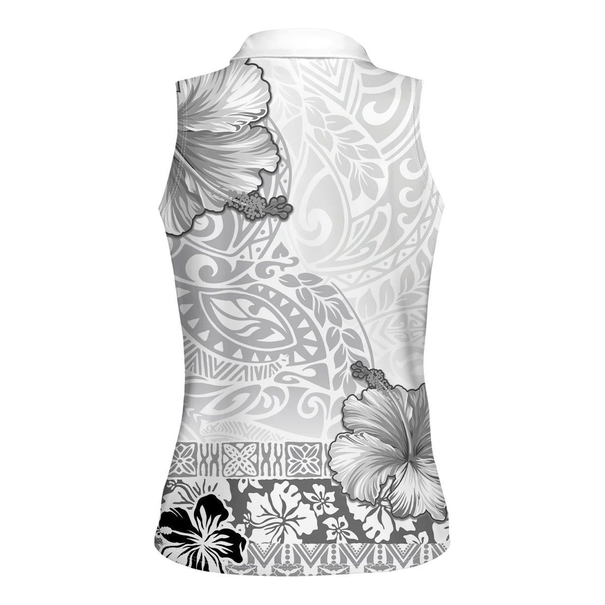 Hawaii Hibiscus With White Polynesian Pattern Women Sleeveless Polo Shirt