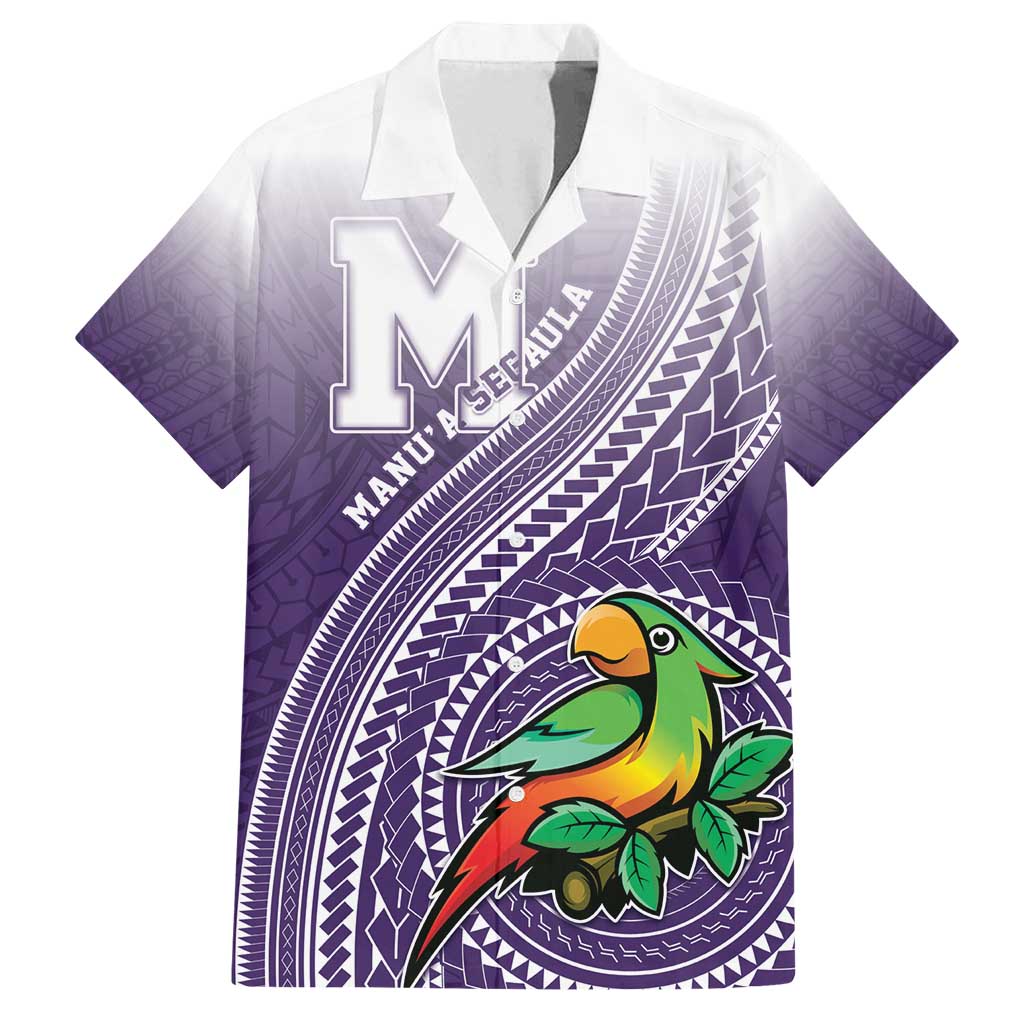 Personalized Manua High School Family Matching Off Shoulder Short Dress and Hawaiian Shirt Polynesian Tribal Pattern