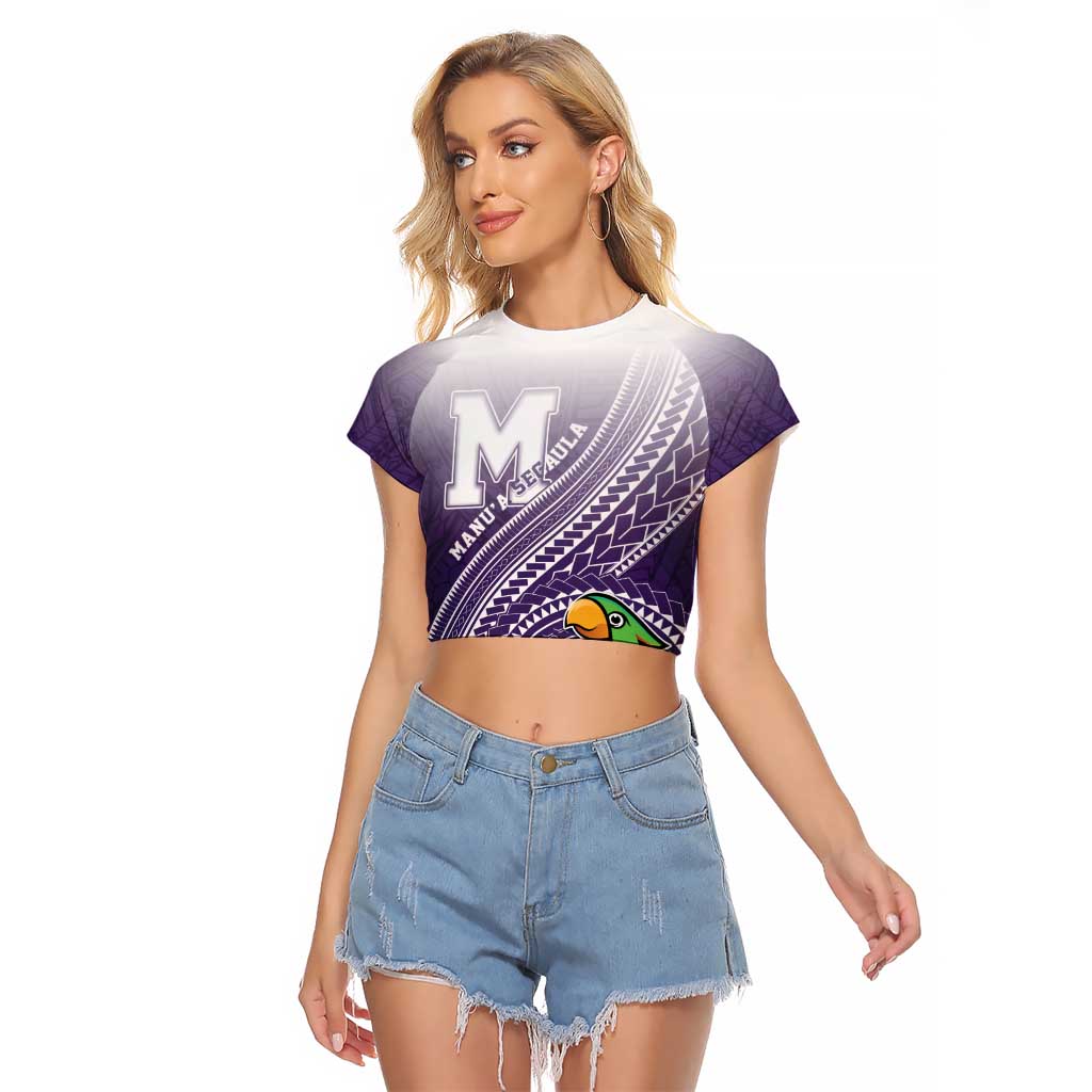 Personalized Manua High School Raglan Cropped T Shirt Polynesian Tribal Pattern