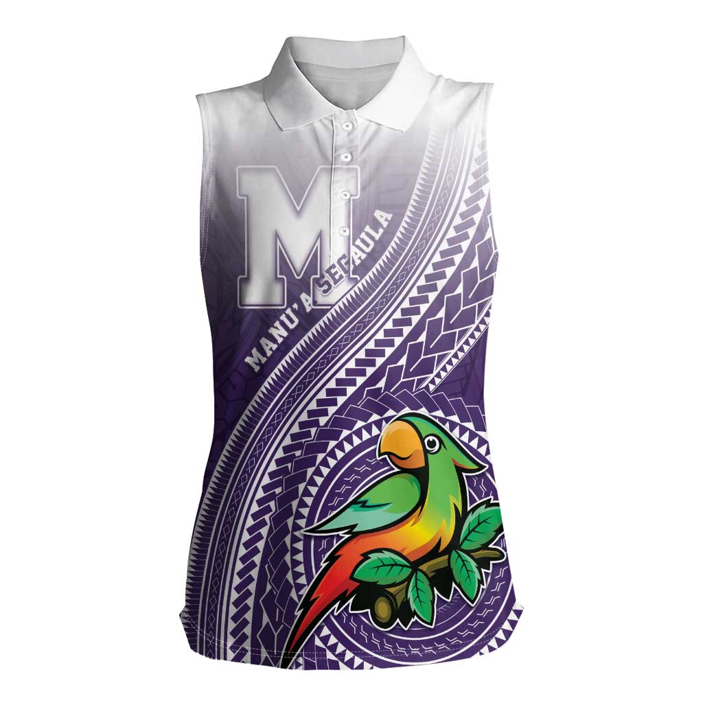 Personalized Manua High School Women Sleeveless Polo Shirt Polynesian Tribal Pattern