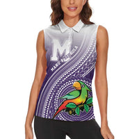 Personalized Manua High School Women Sleeveless Polo Shirt Polynesian Tribal Pattern
