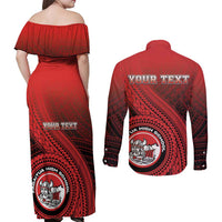 Personalized Fagaitua High School Couples Matching Off Shoulder Maxi Dress and Long Sleeve Button Shirt Polynesian Tribal Pattern