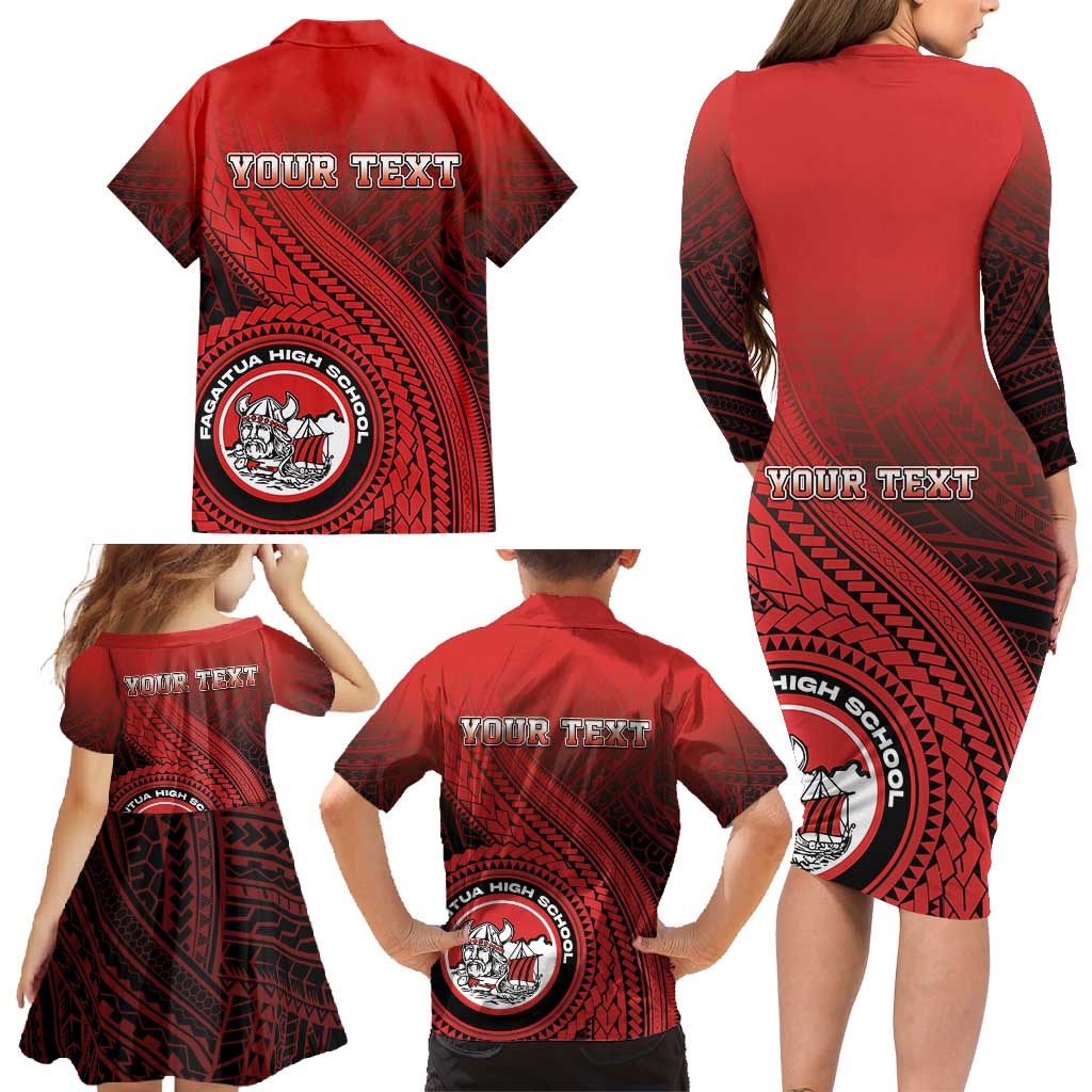 Personalized Fagaitua High School Family Matching Long Sleeve Bodycon Dress and Hawaiian Shirt Polynesian Tribal Pattern LT05 - Polynesian Pride