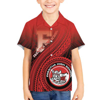 Personalized Fagaitua High School Family Matching Long Sleeve Bodycon Dress and Hawaiian Shirt Polynesian Tribal Pattern LT05 Son's Shirt Red - Polynesian Pride