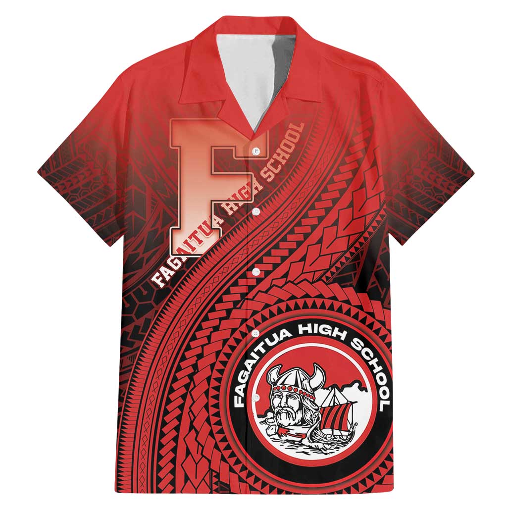 Personalized Fagaitua High School Family Matching Mermaid Dress and Hawaiian Shirt Polynesian Tribal Pattern LT05 Dad's Shirt - Short Sleeve Red - Polynesian Pride