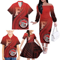 Personalized Fagaitua High School Family Matching Off The Shoulder Long Sleeve Dress and Hawaiian Shirt Polynesian Tribal Pattern LT05 - Polynesian Pride