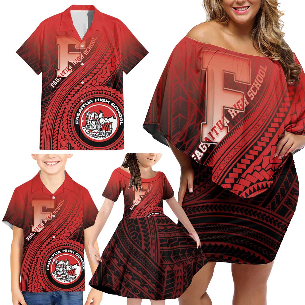 Personalized Fagaitua High School Family Matching Off Shoulder Short Dress and Hawaiian Shirt Polynesian Tribal Pattern LT05 - Polynesian Pride