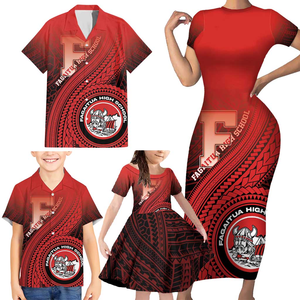 Personalized Fagaitua High School Family Matching Short Sleeve Bodycon Dress and Hawaiian Shirt Polynesian Tribal Pattern LT05 - Polynesian Pride