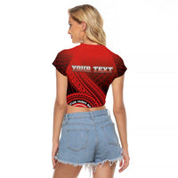 Personalized Fagaitua High School Raglan Cropped T Shirt Polynesian Tribal Pattern